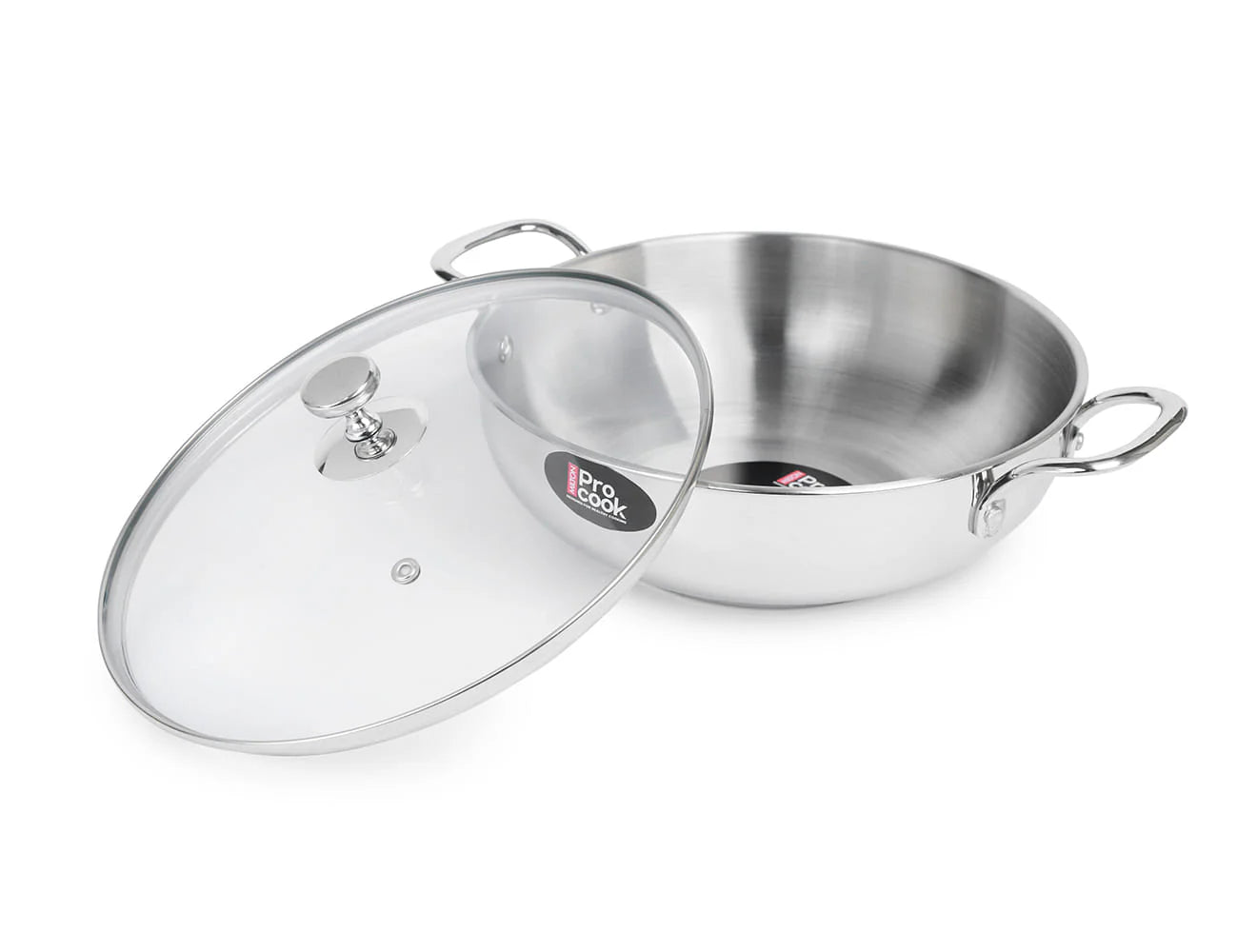 Milton Kadhai with Glass Lid Stainless Steel Sandwich Bottom  22 cm
