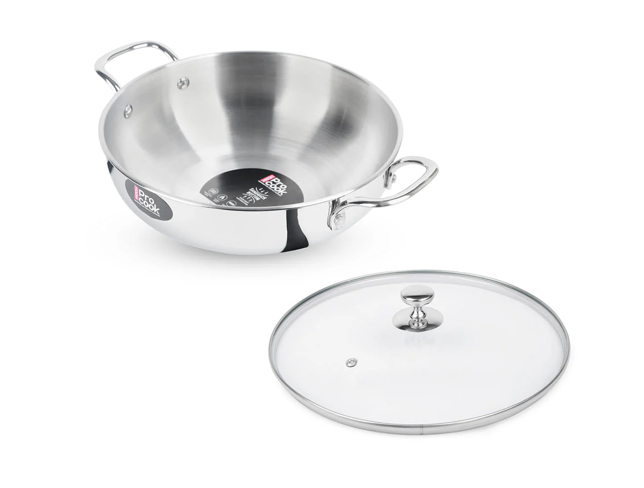 Milton Kadhai with Glass Lid Stainless Steel Sandwich Bottom  22 cm