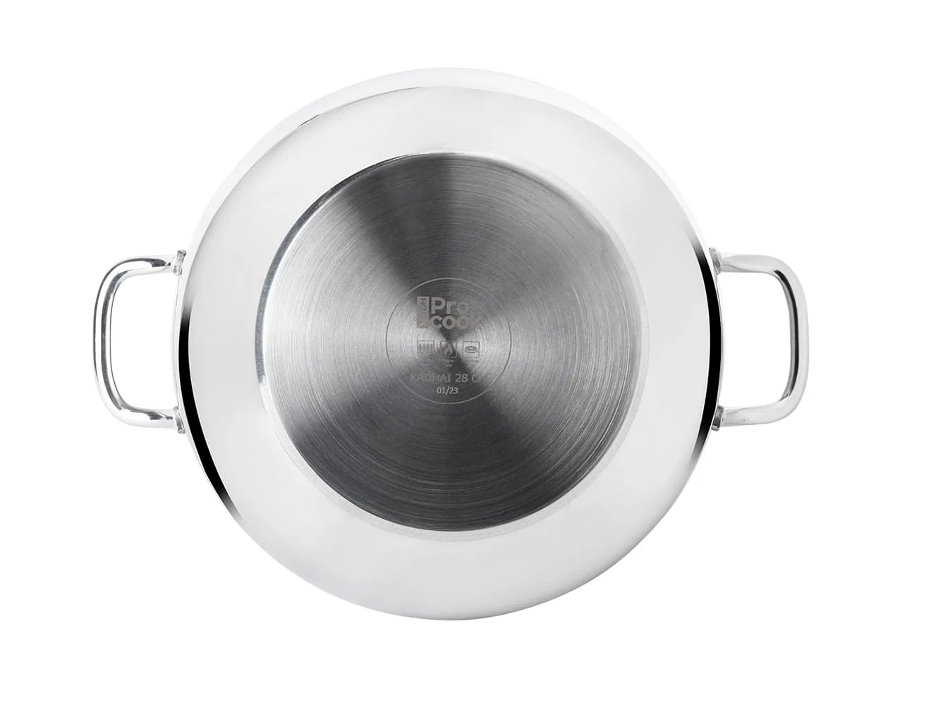 Milton Kadhai with Glass Lid Stainless Steel Sandwich Bottom  22 cm