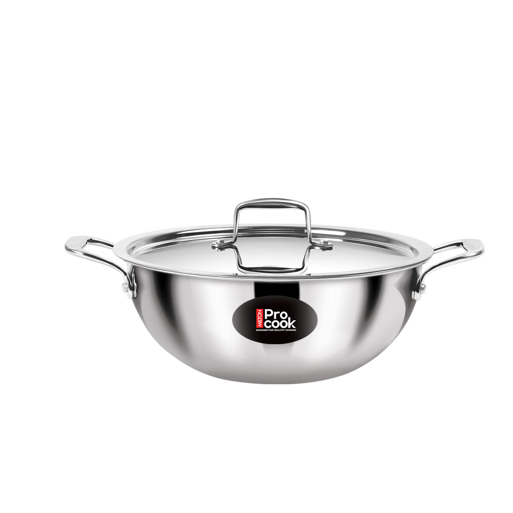 Milton Triply Stainless Steel Kadhai with Lid