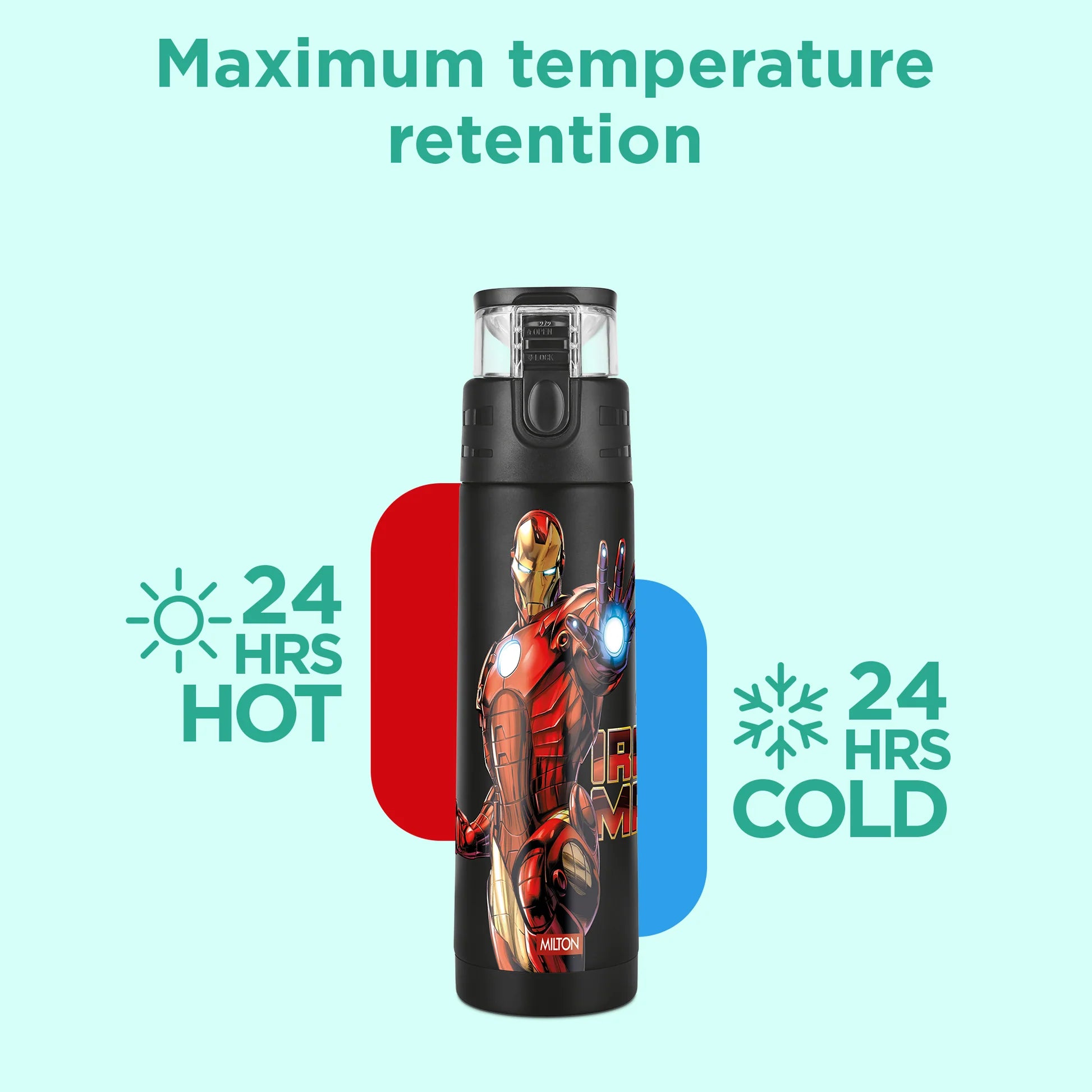 Milton Marvel Mighty Iron Man Thermosteel Bottle Black 750ML