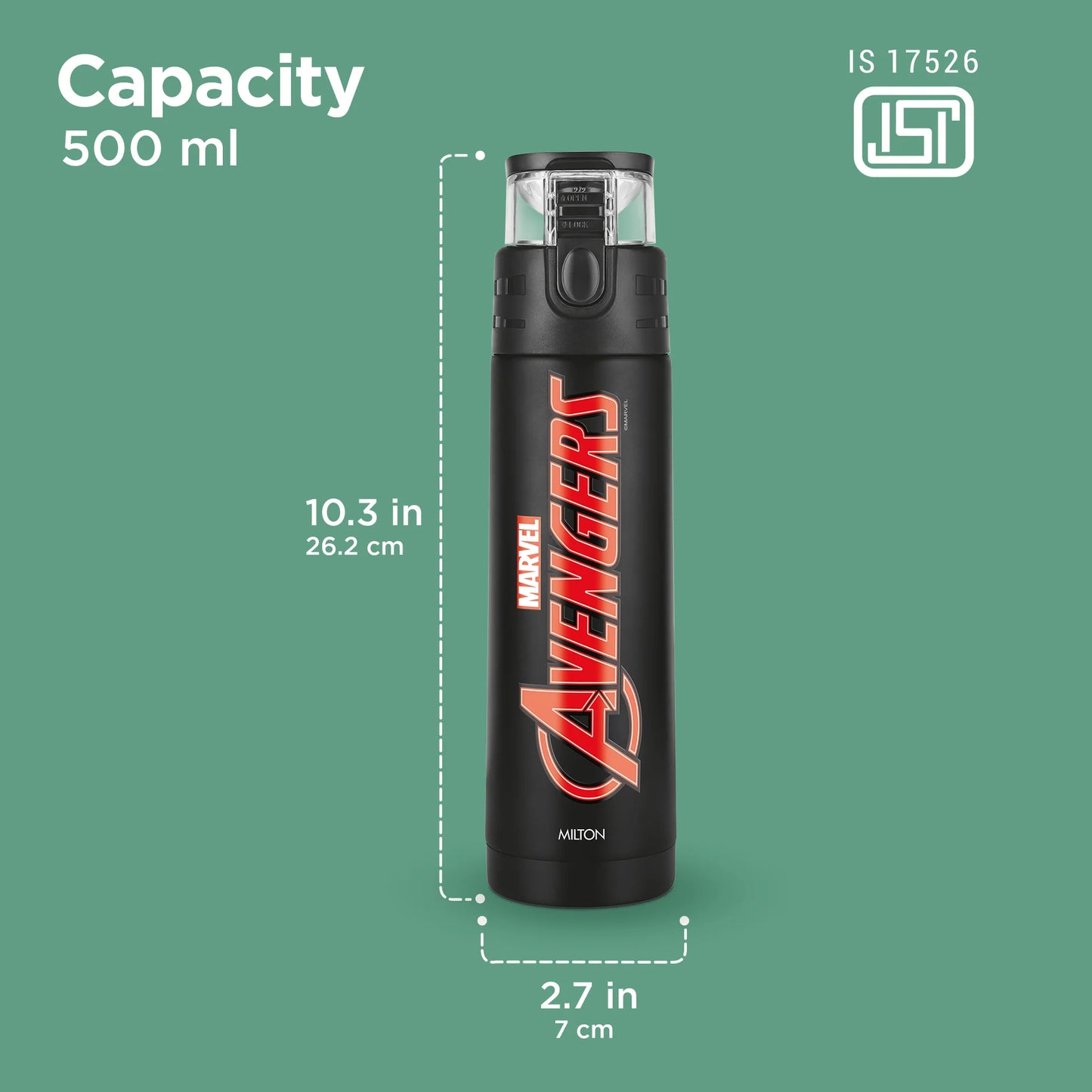 Milton Marvel Mighty Avengers Thermosteel Bottle Black 500ML