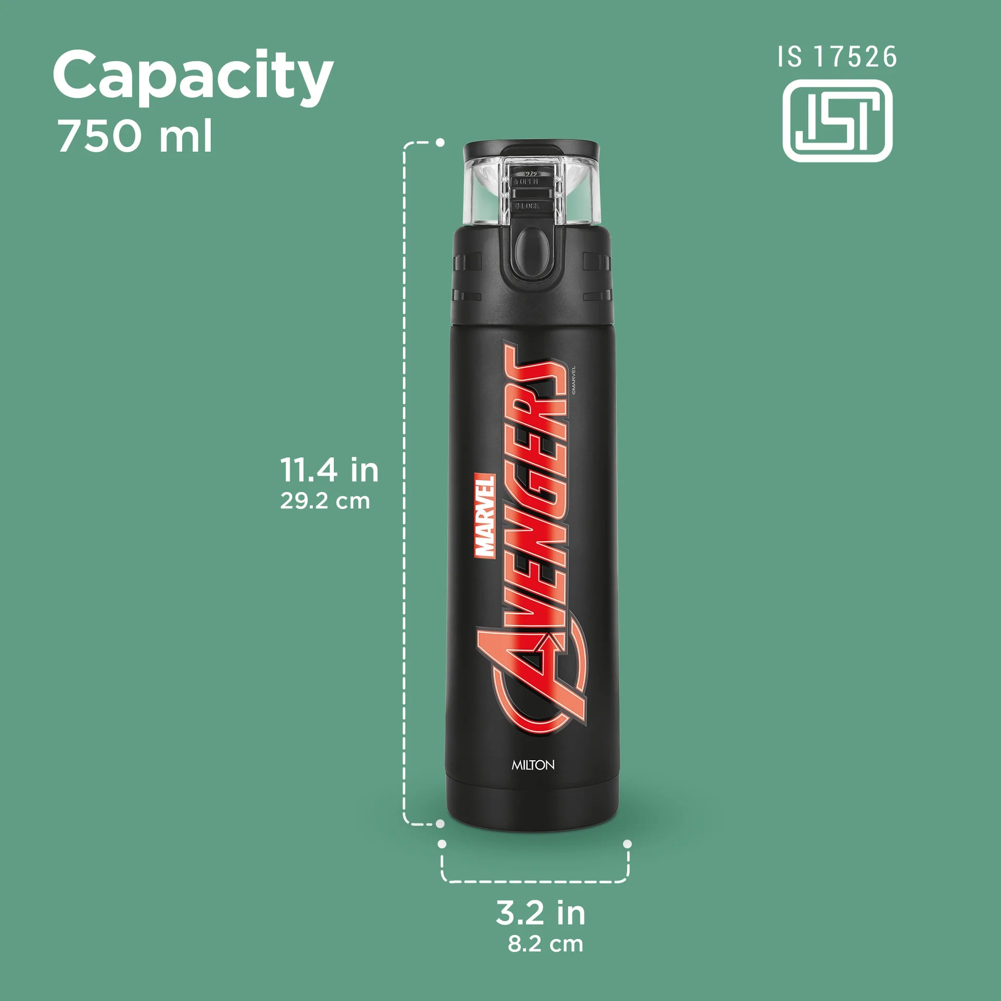 Milton Marvel Mighty Avengers Thermosteel Bottle Black 750ML