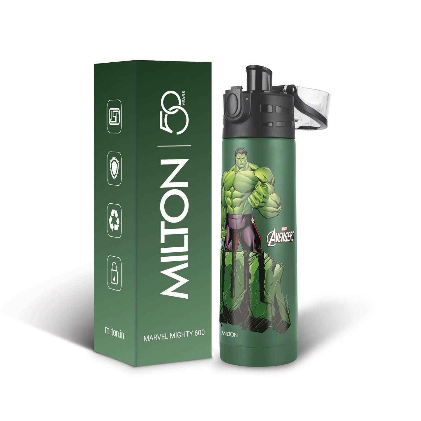 Milton Marvel Mighty Hulk Thermosteel Bottle Green 750ML