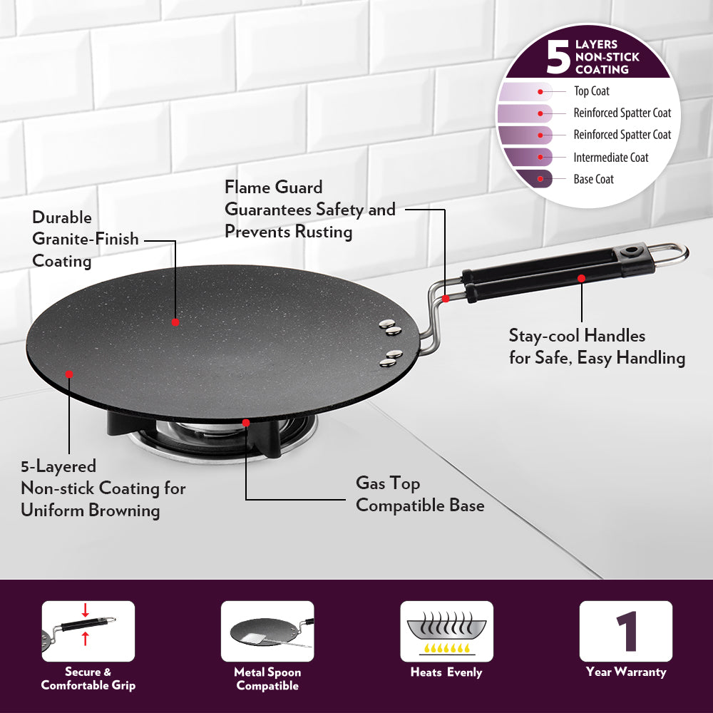 Borosil Granito Nonstick Concave Tawa