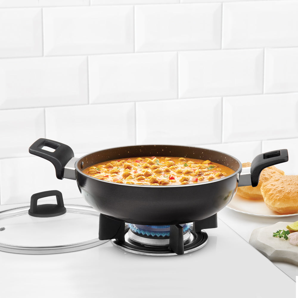 Borosil Granito Nonstick Kadhai with Lid