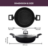 Borosil Granito Nonstick Kadhai with Lid