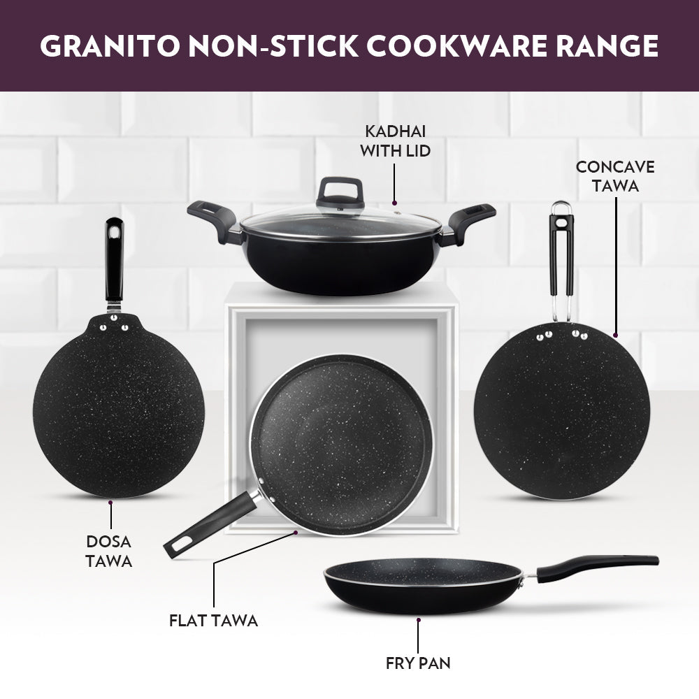 Borosil Granito Nonstick Kadhai with Lid