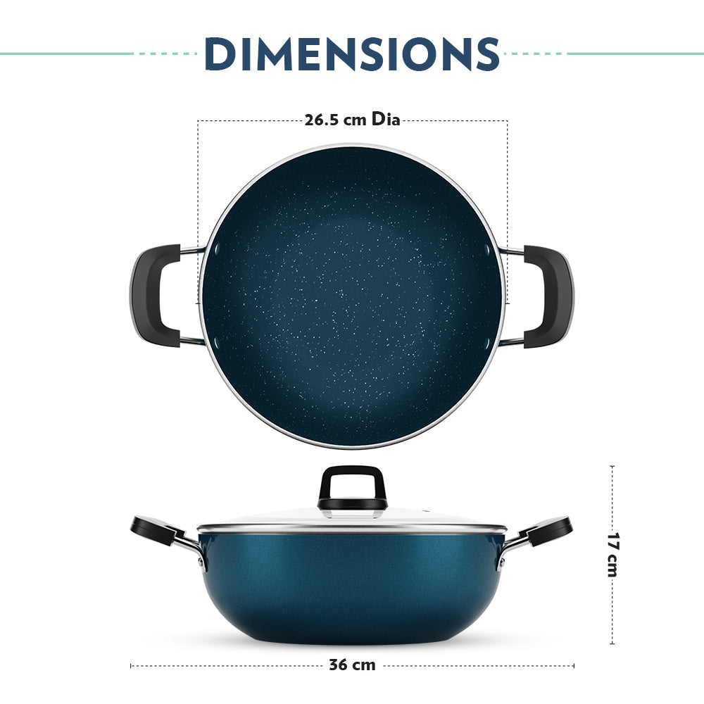 Borosil Pro Chef Nonstick Kadhai with Lid