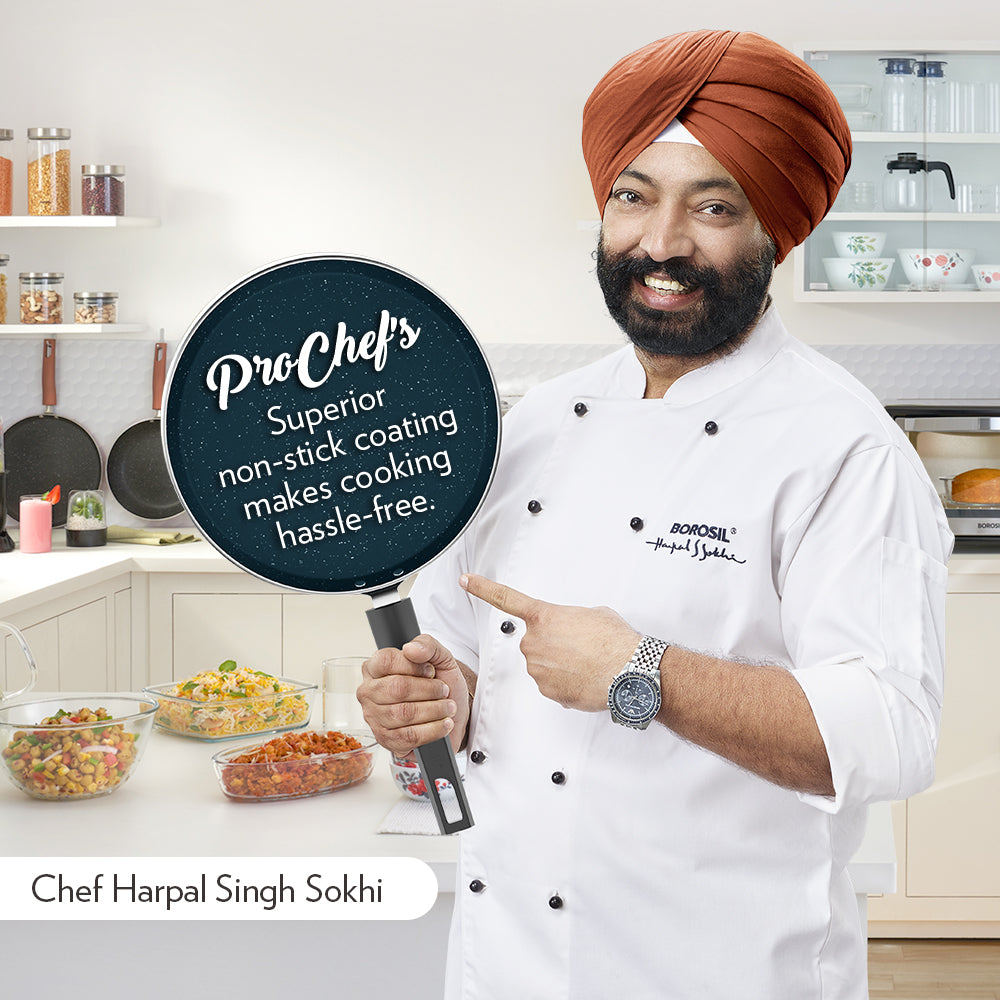 Borosil Pro Chef Nonstick Kadhai with Lid