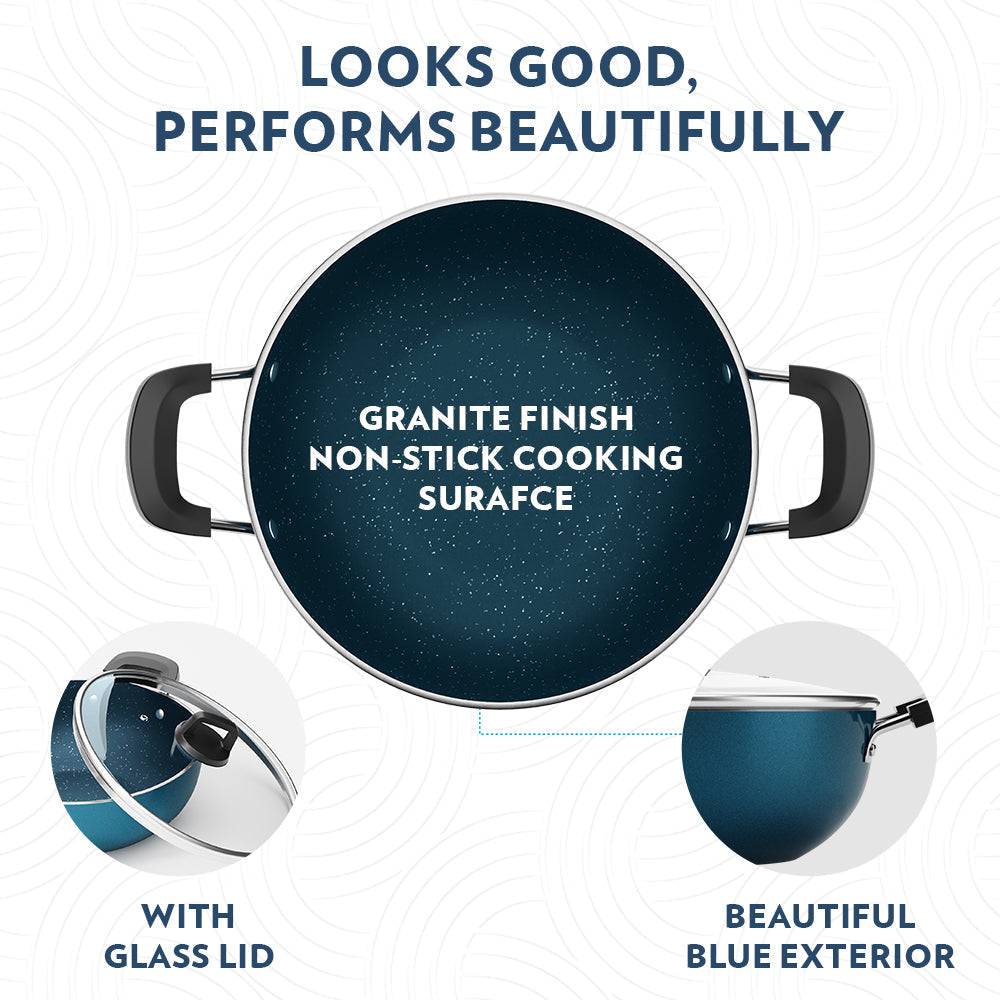 Borosil Pro Chef Nonstick Kadhai with Lid