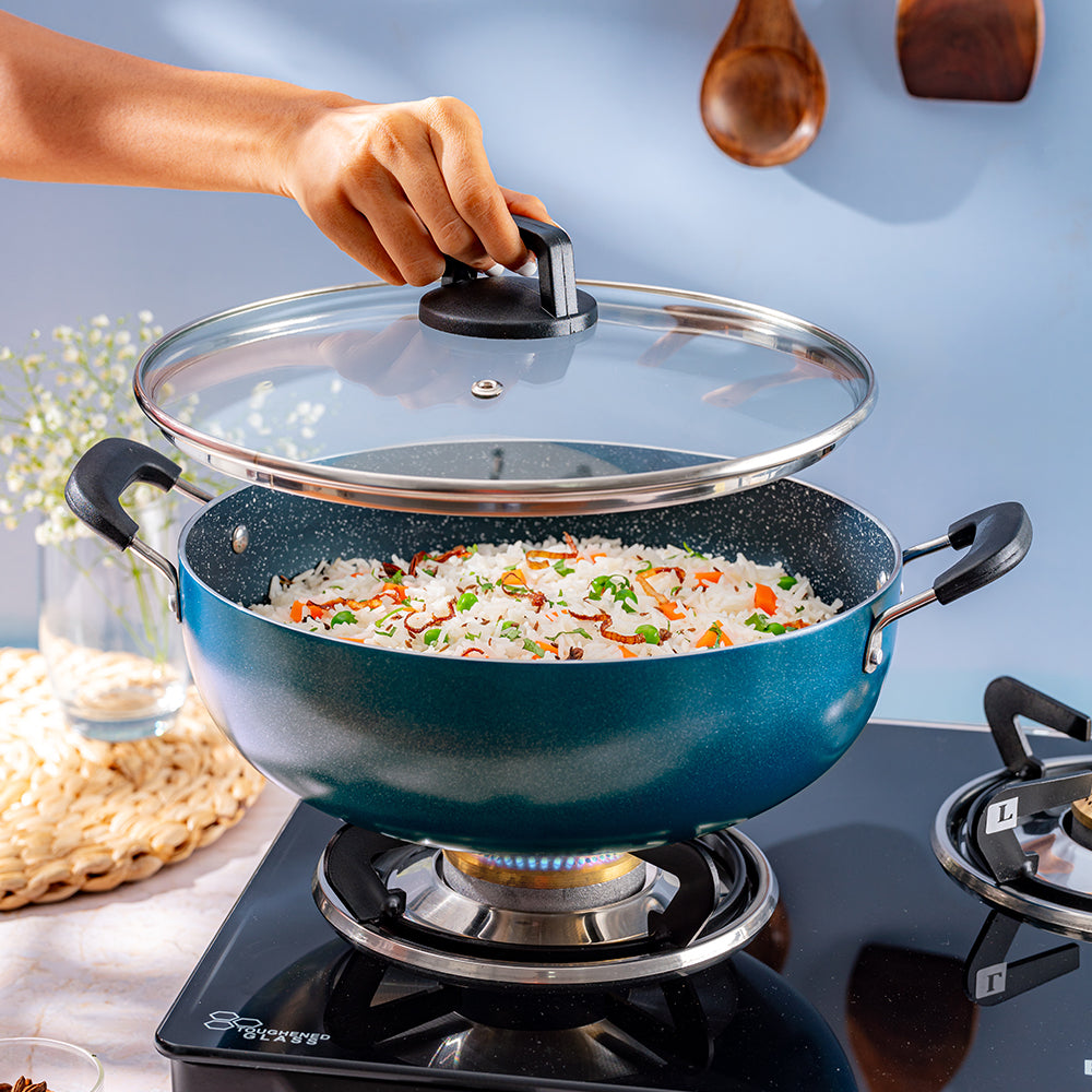 Borosil Pro Chef Nonstick Kadhai with Lid