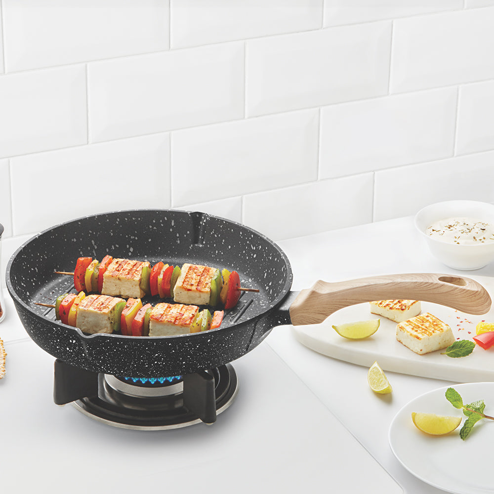 Borosil Vajra Nonstick Round Grill Fry Pan 24CM