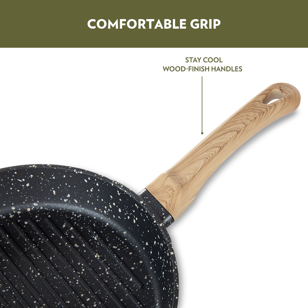 Borosil Vajra Nonstick Round Grill Fry Pan 24CM