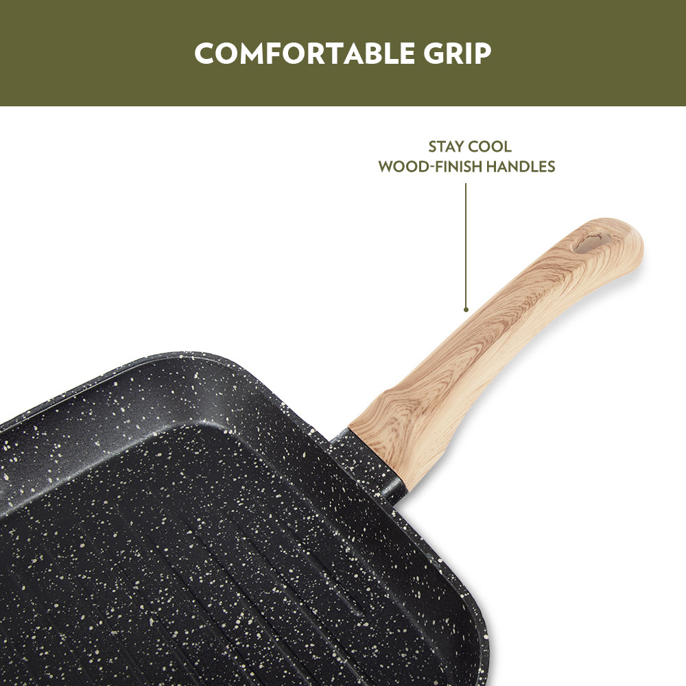 Borosil Vajra Nonstick Square Grill Fry Pan 24CM
