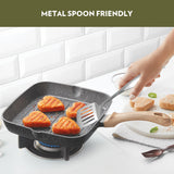 Borosil Vajra Nonstick Square Grill Fry Pan 24CM