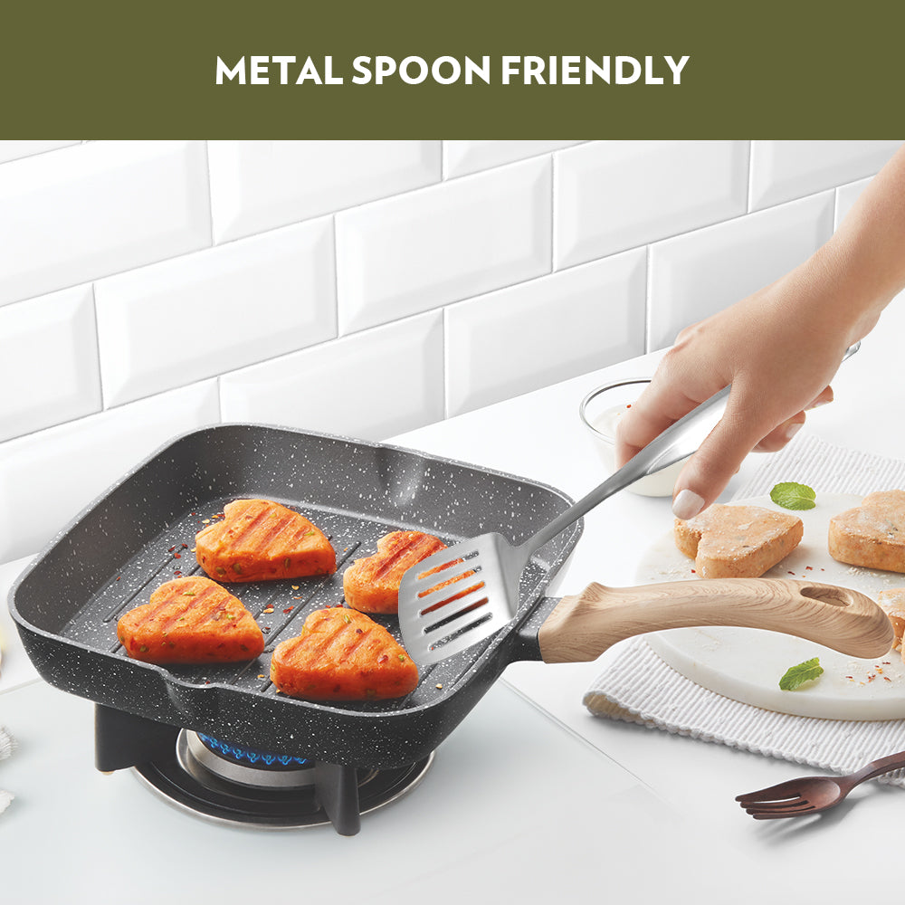 Borosil Vajra Nonstick Square Grill Fry Pan 24CM