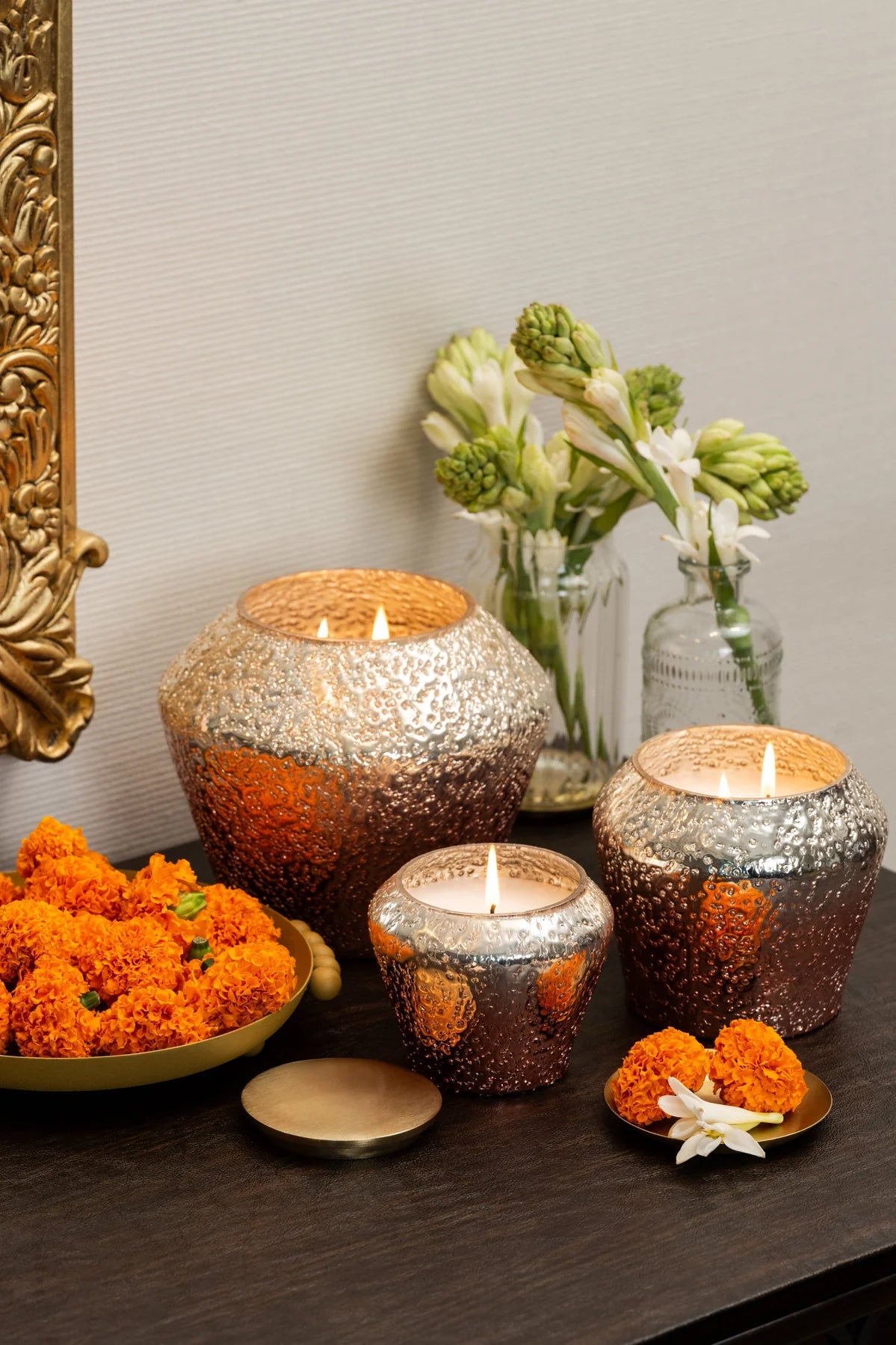 Doft Shimmer Crinkle - Lid Jar Candle | Rose Gold | Tropical Orchard Small