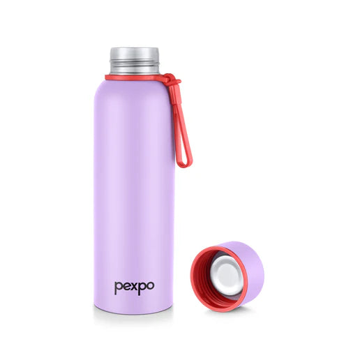 Pexpo Bravo Thermo Steel Bottle | Tri-Ply Vacuum Insulated Hot & Cold Flask - Pastel Edition Orchid Purple 1000 ML