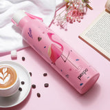 Pexpo Oslo Thermo Steel Bottle | Tri-Ply Vacuum Insulated Hot & Cold Flask | For Daily Use - Pink Flamingo Print 750 ML
