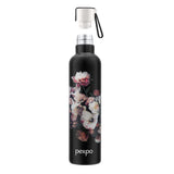 Pexpo Oslo Thermo Steel Bottle | Tri-Ply Vacuum Insulated Hot & Cold Flask | For Daily Use - Black Flower Print - 750 ML