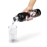 Pexpo Oslo Thermo Steel Bottle | Tri-Ply Vacuum Insulated Hot & Cold Flask | For Daily Use - Black Flower Print - 750 ML