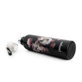 Pexpo Oslo Thermo Steel Bottle | Tri-Ply Vacuum Insulated Hot & Cold Flask | For Daily Use - Black Flower Print - 750 ML