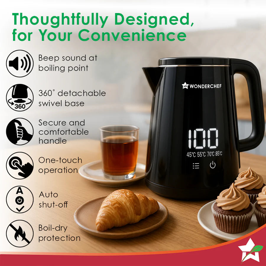 Wonderchef Onyx Cool-touch Digital Kettle 1.8L