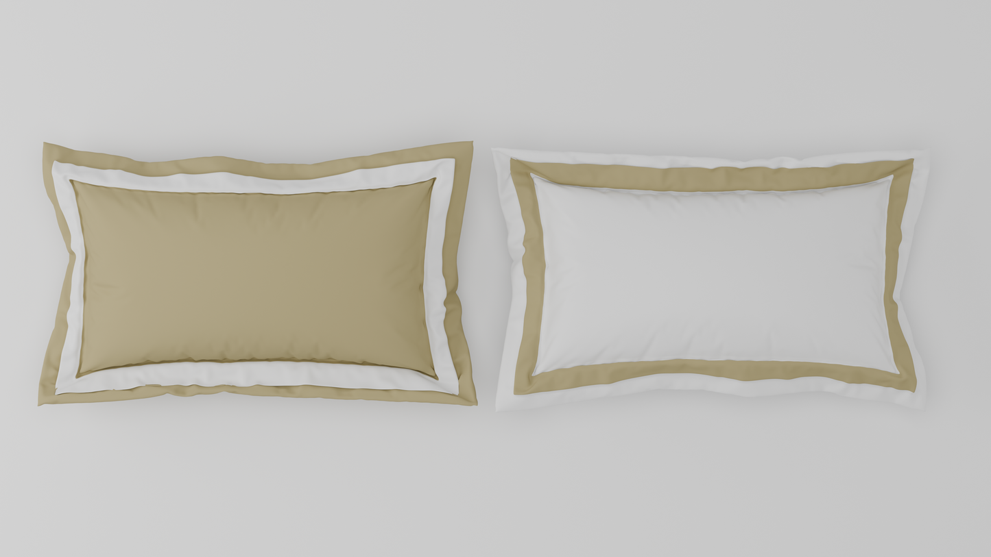 Spaces Solid White/Taupe - White Hygro Cotton King Size Bedsheet - Hygro