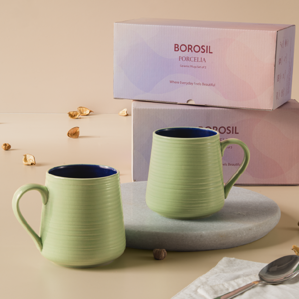 Borosil Bello Porcelia Mug Set of 2, 400ml
