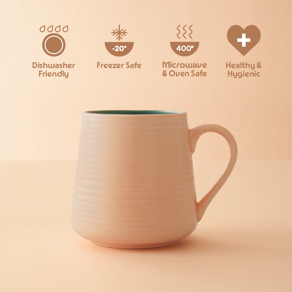 Borosil Bello Porcelia Mug Set of 2, 400ml