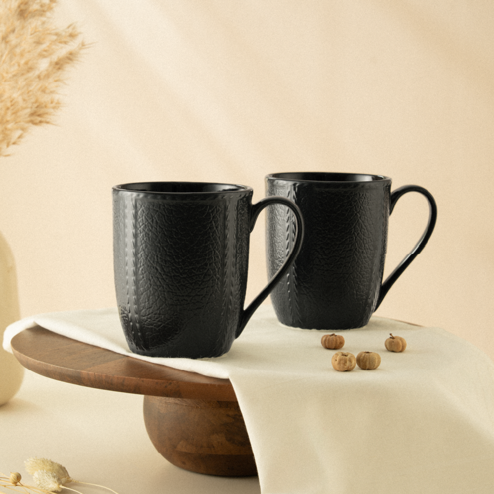 Milton Elva Porcelia Mug, Coal Set of 2, 350ml