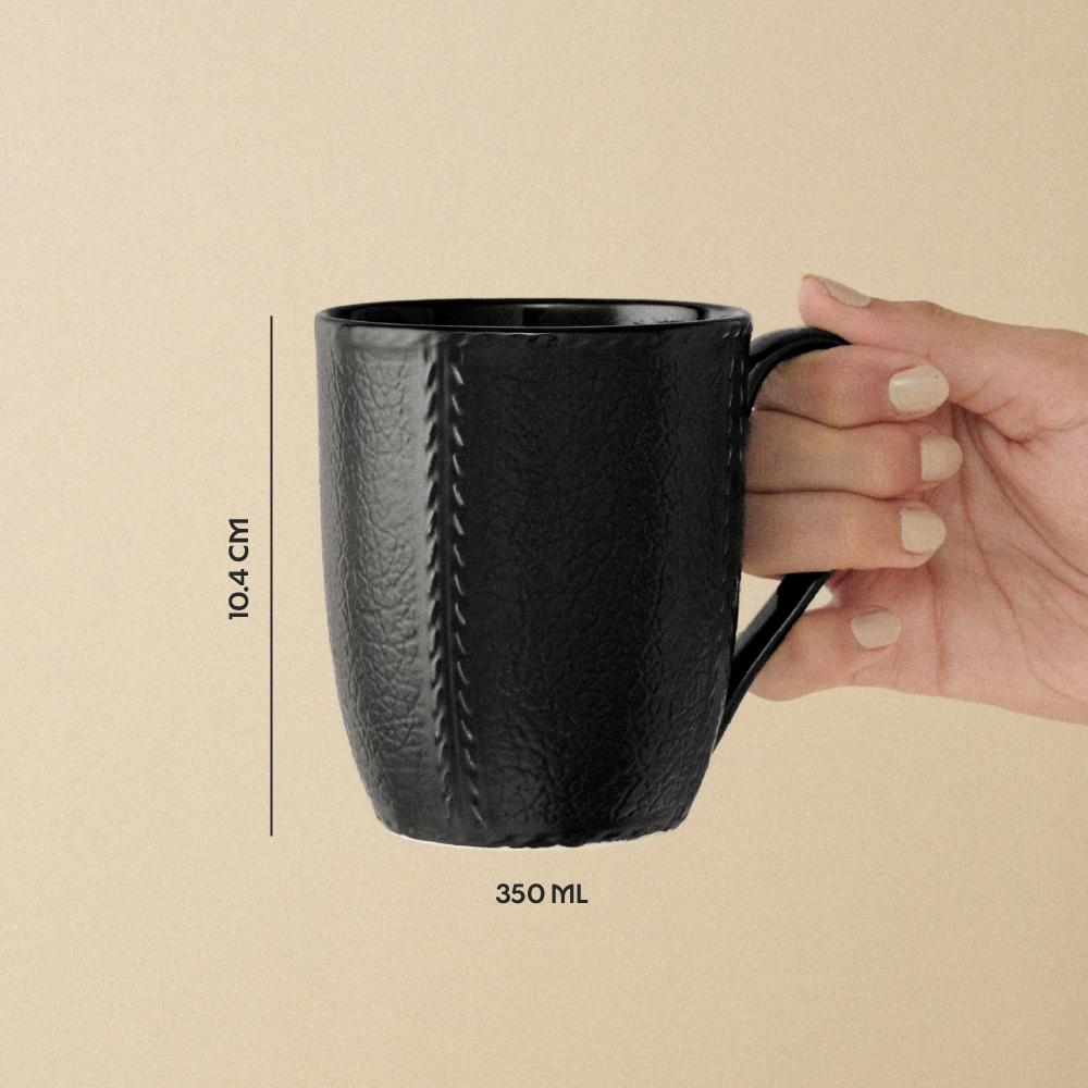 Milton Elva Porcelia Mug, Coal Set of 2, 350ml
