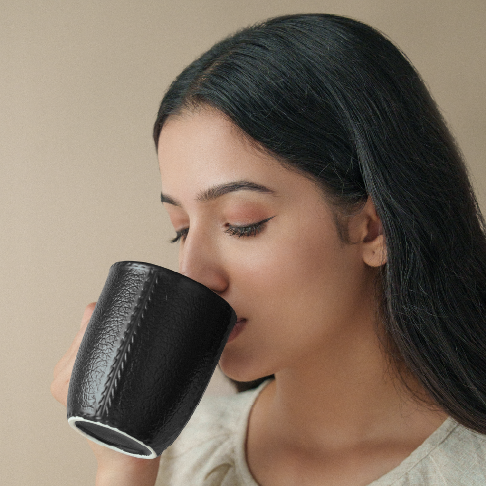 Milton Elva Porcelia Mug, Coal Set of 2, 350ml