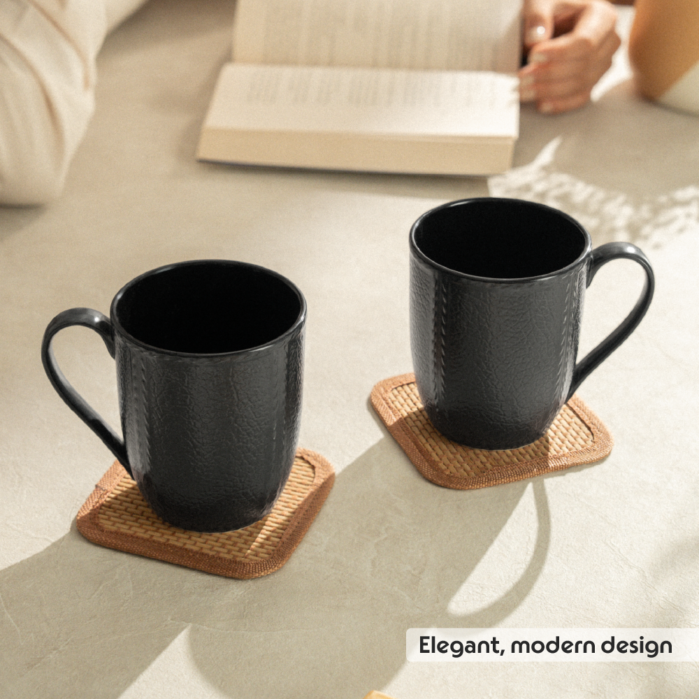 Milton Elva Porcelia Mug, Coal Set of 2, 350ml