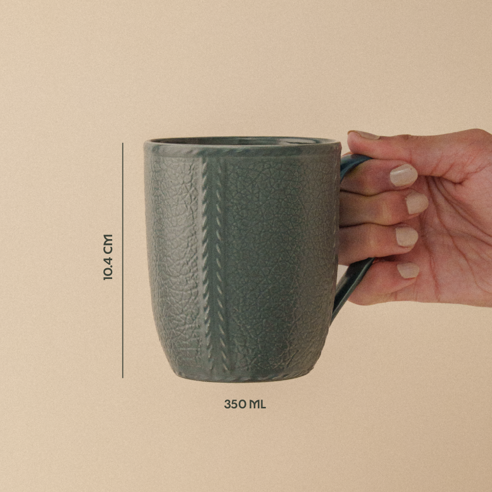 Milton Elva Porcelia Mug, Coal Set of 2, 350ml