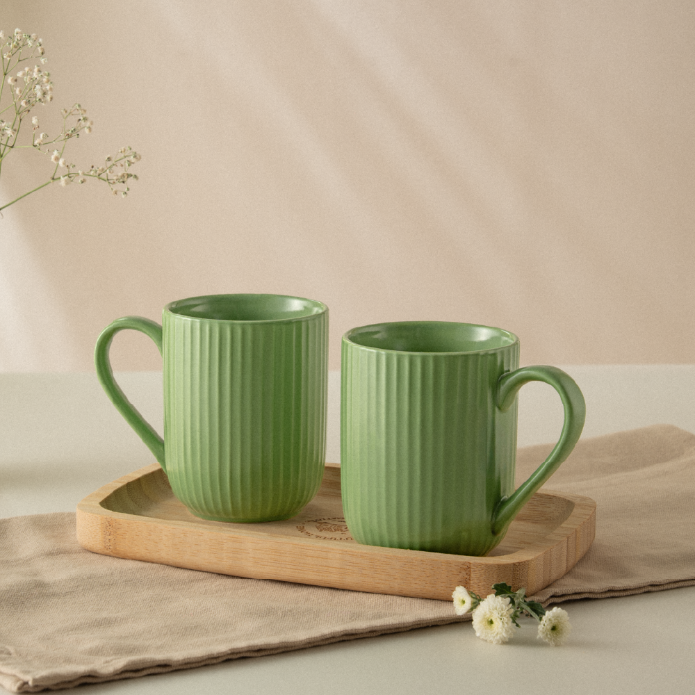 Borosil Flute Porcelia Mug Set of 2, 350ml
