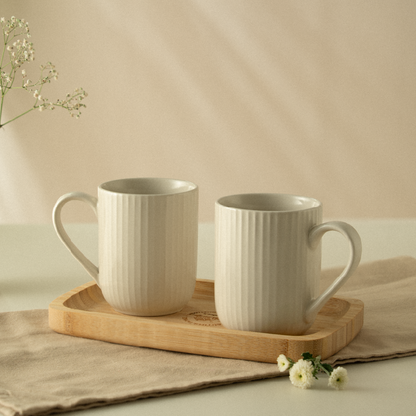 Borosil Flute Porcelia Mug Set of 2, 350ml