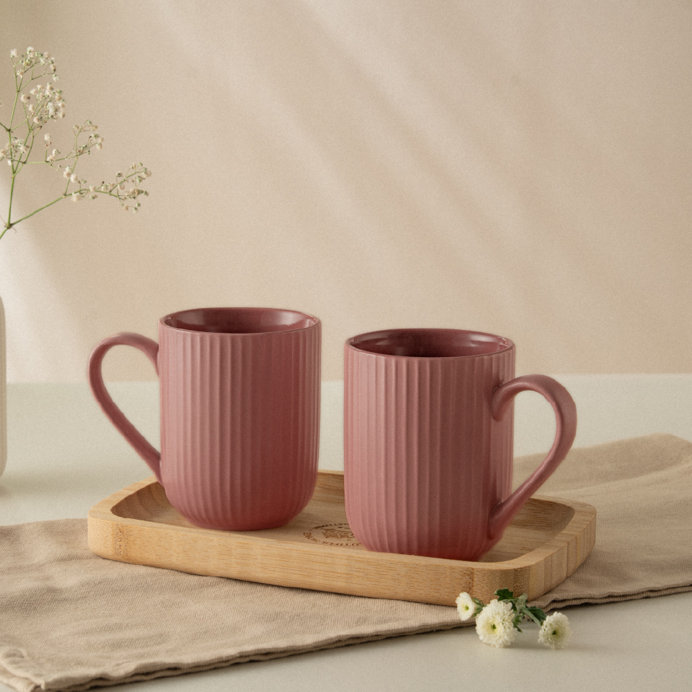 Borosil Flute Porcelia Mug Set of 2, 350ml