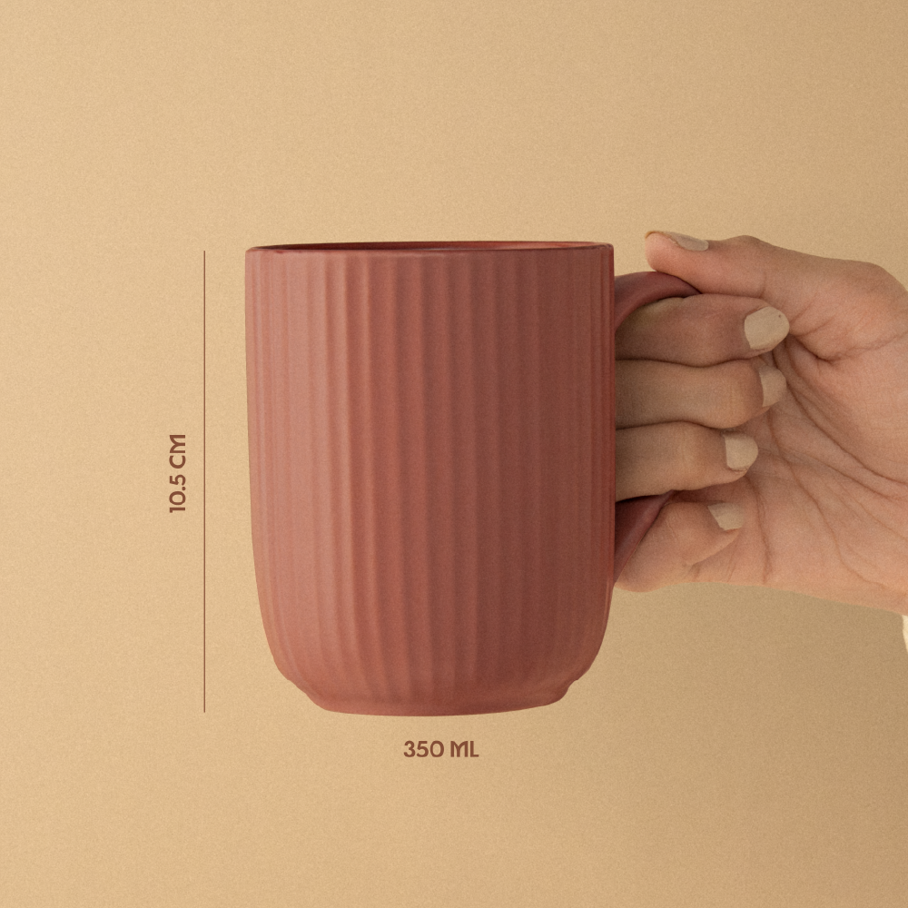 Borosil Flute Porcelia Mug Set of 2, 350ml