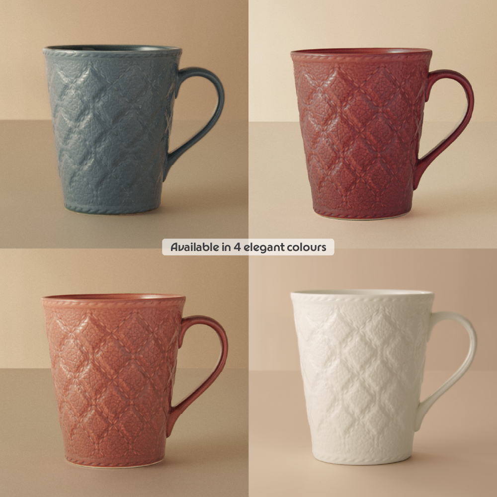 Borosil Velvetto Porcelia Mug Set of 2, 350ml