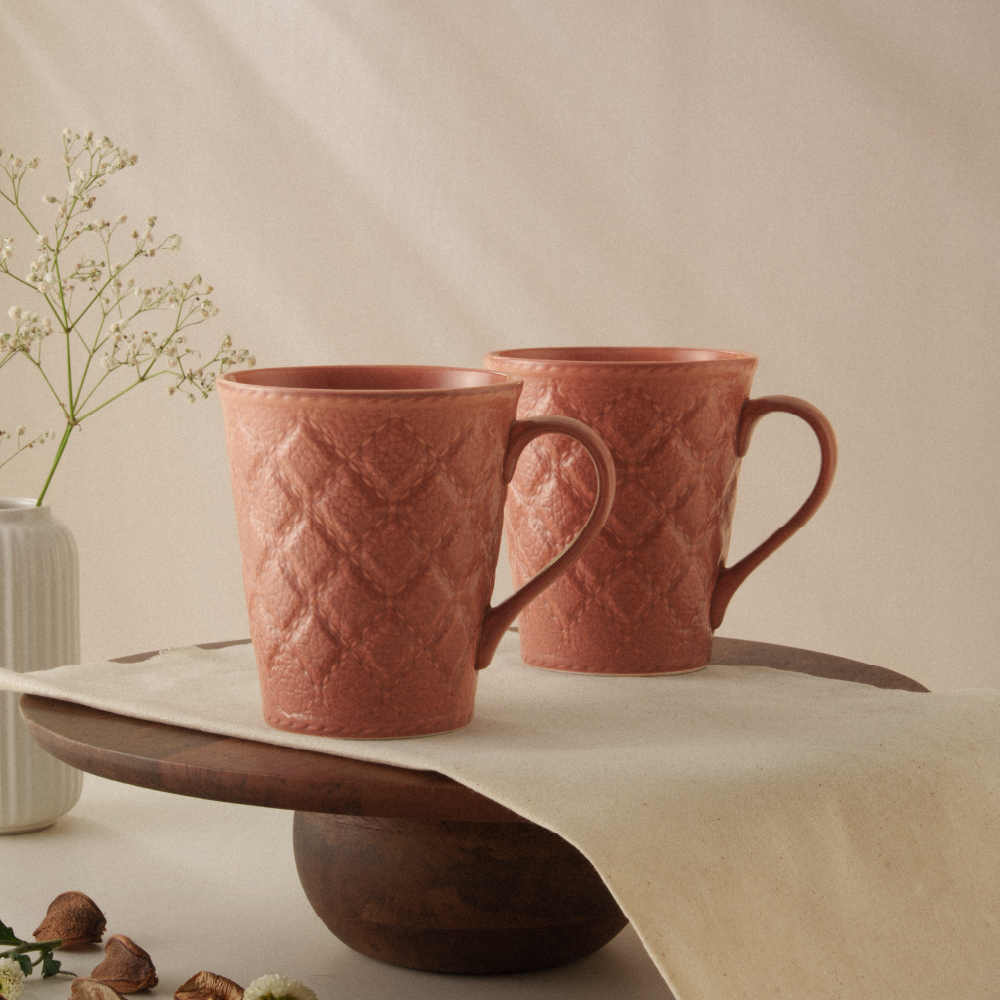 Borosil Velvetto Porcelia Mug Set of 2, 350ml