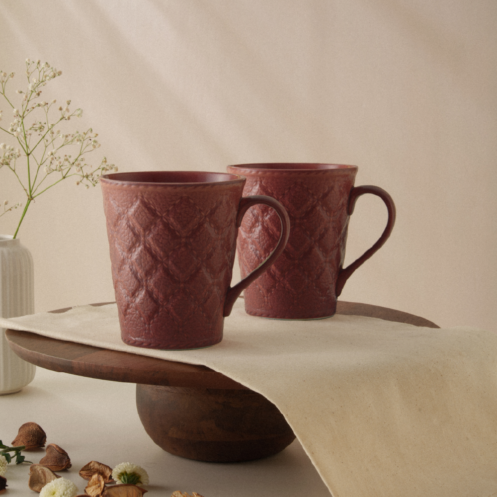Borosil Velvetto Porcelia Mug Set of 2, 350ml