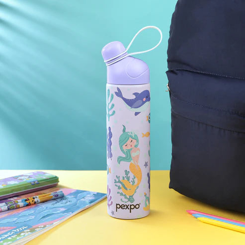 Pexpo Pico Art Stainless Steel Bottle | Tri-Ply Vacuum Insulated Hot & Cold Flask | For Kids 470 ML