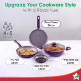 Wonderchef Royal Velvet Non-stick Cookware Set of 5pc,Purple 3mm