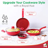 Wonderchef Royal Velvet Non-stick Cookware Set, Red 5Pc