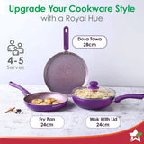 Wonderchef Royal Velvet Non-stick Cookware Set, Purple 4Pc