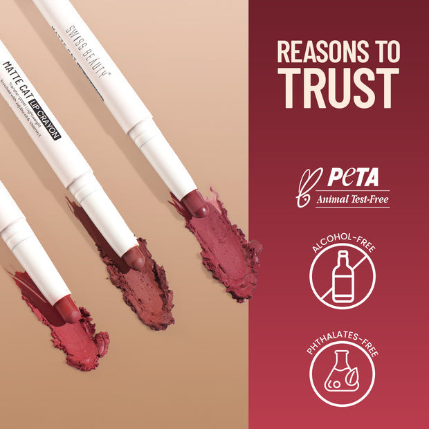 Swiss Beauty Matte Cat Lip Crayon Flattering Peach