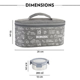 Borosil Slate Round Stainless Steel Lunchbox, Set of 4, 280ml