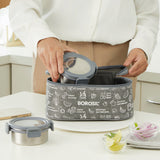 Borosil Slate Round Stainless Steel Lunchbox, Set of 4, 280ml